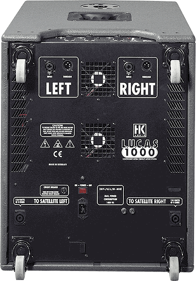 Face arri&egrave;re unit&eacute; centrale HK AUDIO L.U.C.A.S 1000 900W secteur avec connectique et alimentation