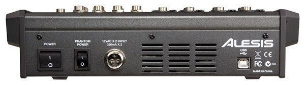 Face arrière ALESIS MULTIMIX 8 USB FX console 8 voies