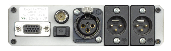 APOGEE DA-1000 Digital Analog Converter Rear Panel