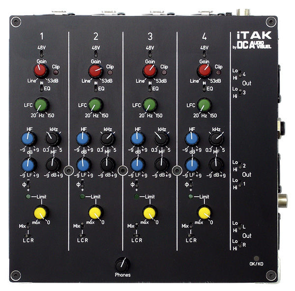 DC AUDIOVISUEL iTAK 4 Inputs 4 Outputs Stereo Preamps Top Panel