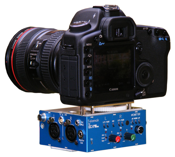 DC AUDIOVISUEL TELEMAK fixation avec Canon EOS 5D Mark II