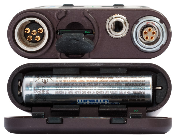 Faces supérieure et inférieure LECTROSONICS PDR mini enregistreur + cravate