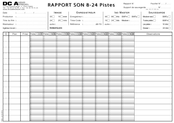 Design rapport son 8-24 pistes