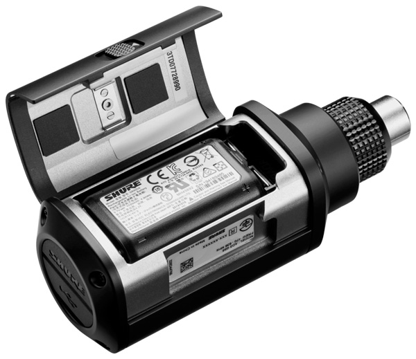 Compartiment batterie SHURE AD3 émetteur numérique plug 48V avec batterie Li-Ion SHURE SB900