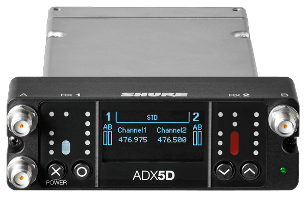 SHURE ADX5D 2-Channel Digital Receiver Top Panel