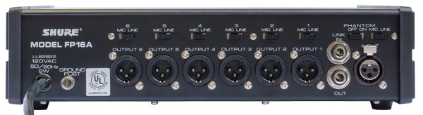 SHURE FP16A 1x6 Splitter Rear Panel