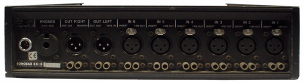 Face arrière SONOSAX SX-S6 console stéréo 6 entrées