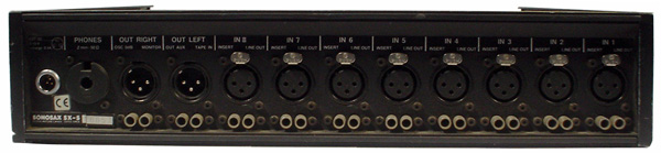 Face arrière SONOSAX SX-S8 console stéréo 8 entrées