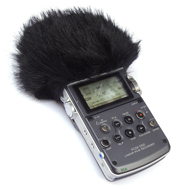 SONY PCM-D50 Stereo Built-In Microphones with Koalo Windjammer