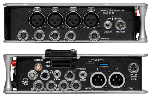 Faces gauche et droite SOUND DEVICES 888 mixette-enregistreur