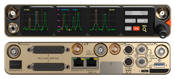 Faces avant et arrière SOUND DEVICES A20-NEXUS récepteur 8-16 canaux numériques