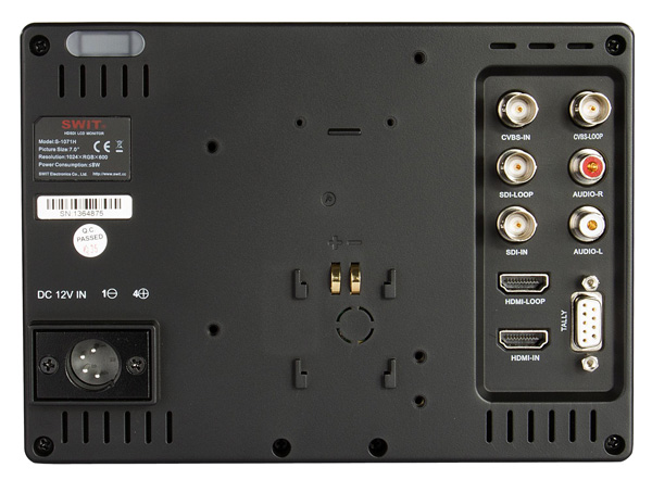Face arrière SWIT S-1071H moniteur vidéo HD 7"