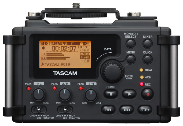 TASCAM DR-60D 4-Track for DSLR Front Panel